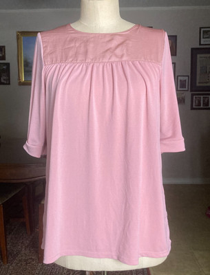 Banana Republic Women s M Dusty Rose Pink Blouse 3/4 Sleeve Gathered Yoke