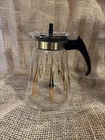 Pyrex Vintage MCM Glass 4 Cup Carafe Pitcher Coffee Tea Pot Gold Atomic Diamond