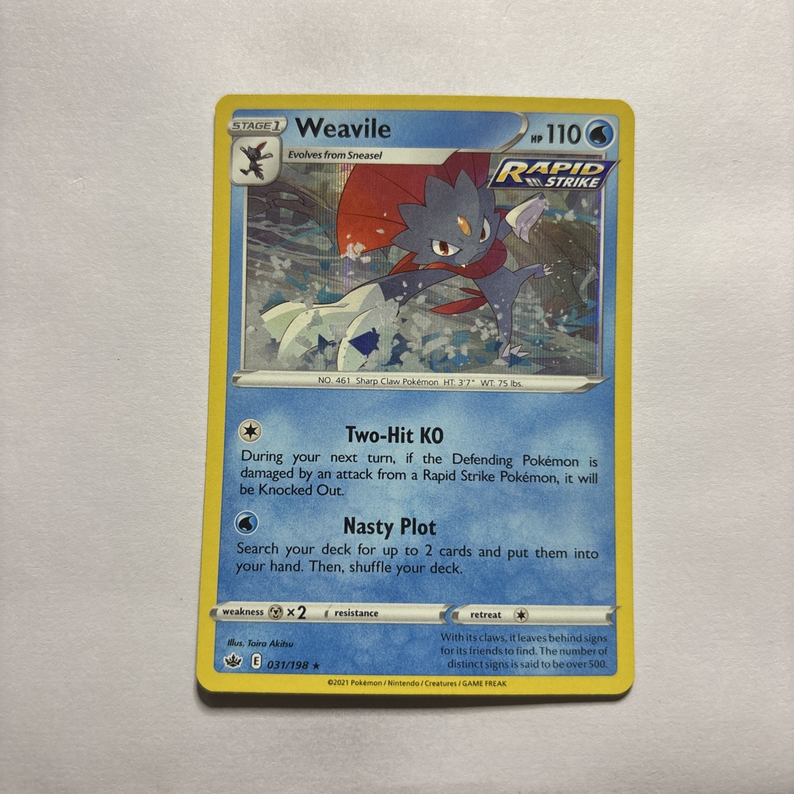 Weavile Holo Rare - 031/198 - Chilling Reign Pokemon 2021
