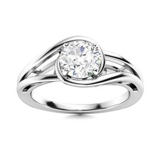 Solitaire 5MM Round White Topaz 925 Sterling Silver Split Shank Ring For Women