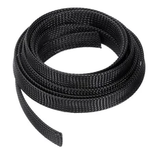 10 Ft - 3/4 in Expandable Braided Cable Sleeve, PET Cable Management, Black