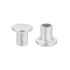 50Pcs 4mm x 6mm Aluminum Flat Head Semi Tubular Rivets Silver Tone
