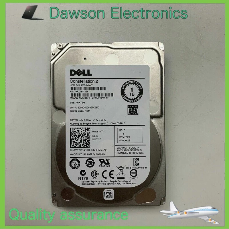 NEU Dell 09KW4J 9KW4J ST91000640NS 1TB 7.2K 6G 2.5" SATA 9RZ168 FESTPLATTE