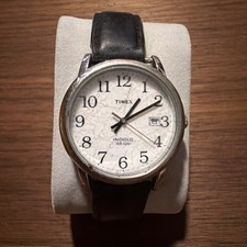 Timex Easy Reader Watch Mens Indiglo 35mm Case Date Black Leather Band Quartz