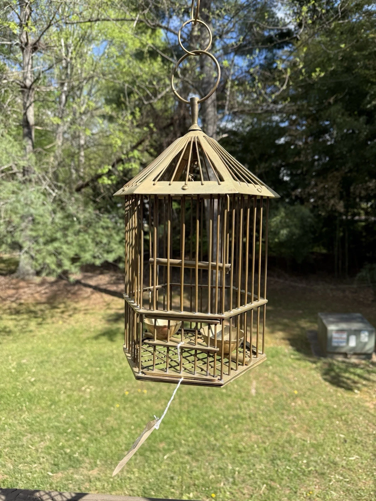 Vintage Brass Hanging Bird Cage Missing latch