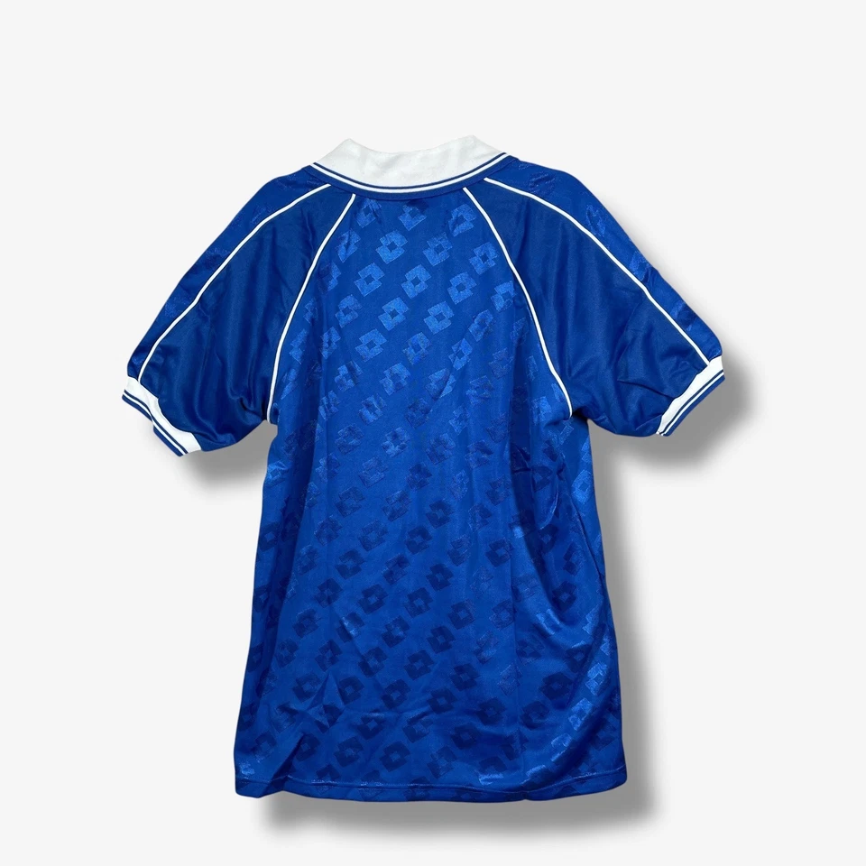 Vintage Lotto Italia Soccer Jersey Mens L Blue White Trim Patterned Retro NWT - Image 3 of 4