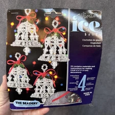 Vtg The Beadery Winter Ice Bells Beaded Christmas Ornaments Kit 90s