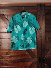 Vintage 80's 90's Royal Creations Turquoise Tropical Men's Hawaiian Shirt XL