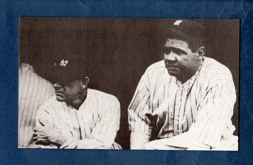 THE BABE Postcard: BABE RUTH & Manager MILLER HUGGINS, Yankees 3-1/4