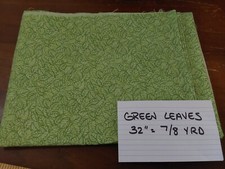 Quilting Fabric Green Leaves Sewing 32''x7/8 Yard