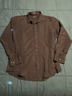 seven 26 dress shirt Seven/26 Mens Black Long Sleeve Button Up Shirt Size 34/35