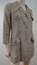 Barbara Bui Beige Grey 100% Cotton Floral Geometric Print Silk Lined Jacket 40