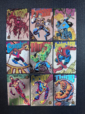 #ad 1994 Marvel Universe Power Blast SILVER 9 Card Complete Set $69.99