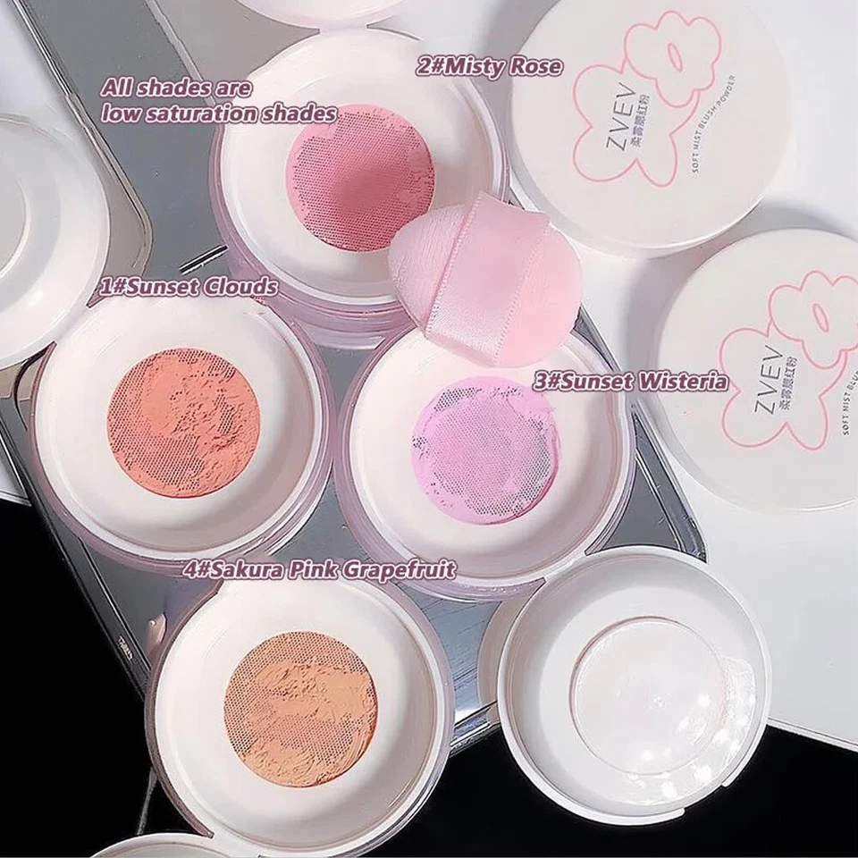 Pink Cheek Mineral Rouge Loses Puder Matt Getöntes Rouge Mit Make-Up-Puff ▽ - Bild 4 von 4