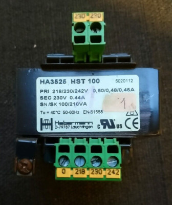 Habermann Trafo HA3525 HST 100 PRI 218/230/242V SEC 230V 0,44A - 5020112