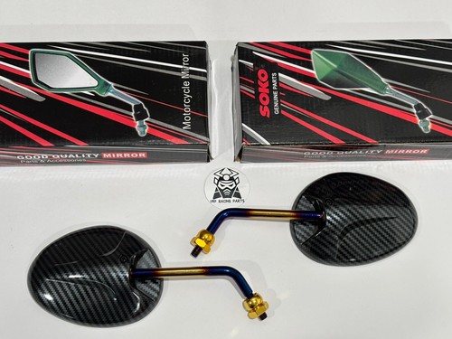 SCOOTER MOTORCYCLE 8MM CARBON FIBER MIRROR SET JOG DIO TANK GY6 MOTORCYCLE GLOSS
