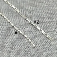 Sterling Silver Rectangle Cable Chain 925 Silver Diamond Cut Bead Chain Necklace