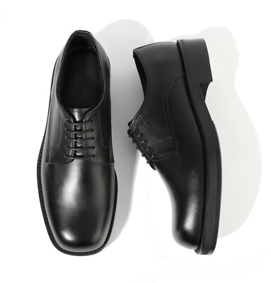 Firenze Atelier Men's Handmade Matt Black Leather Square Toe Oxford Derby Shoes