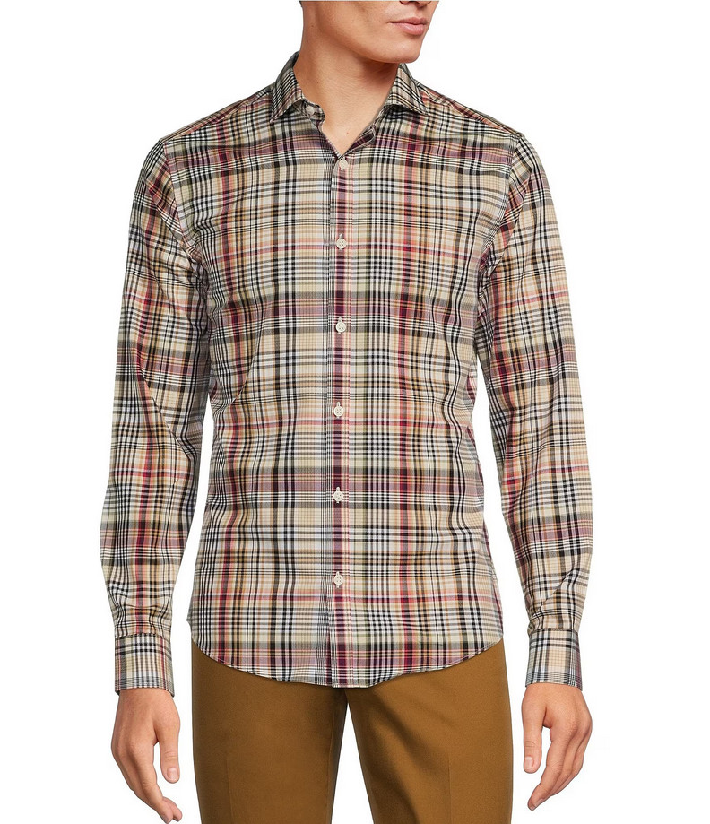 Murano Plantsmen Collection Slim-Fit Plaid Long Sleeve Woven Shirt 3XT