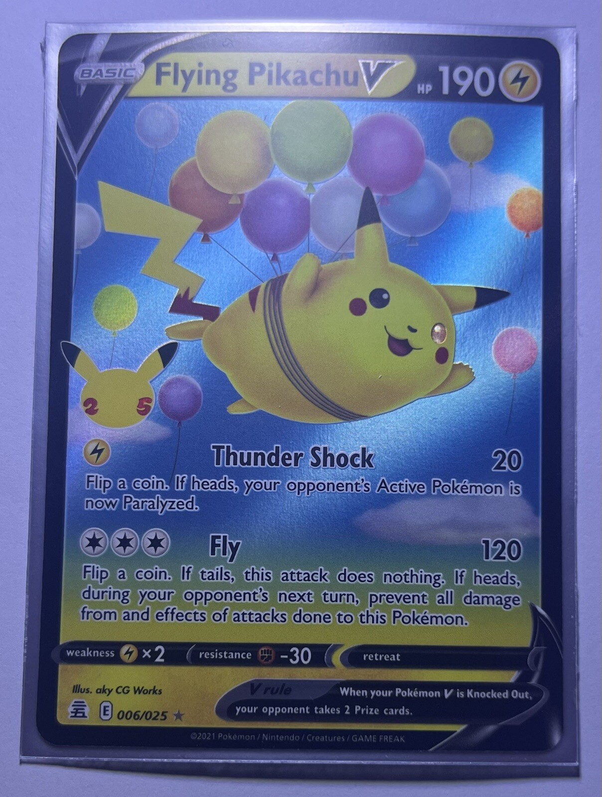 Flying Pikachu V 006/025 Ultra Rare Celebrations 25th Anniversary Pokemon NM