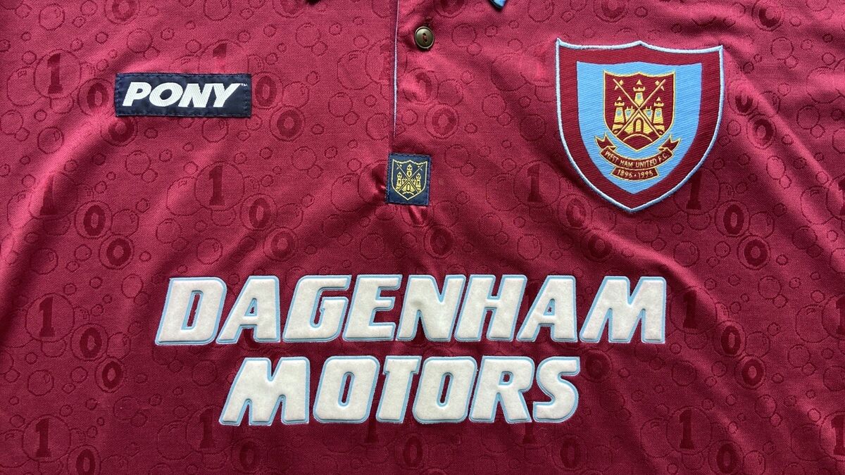 WEST HAM UNITED 1995 1996 HOME FOOTBALL SHIRT SOCCER JERSEY WEST HAM UNITED 1995 1996 HOME FOOTBALL SHIRT SOCCER JERSEY