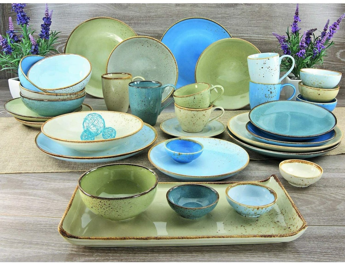 CreaTable Nature Collection 6-er Set Speiseteller 27 cm Tafelservice Steinzeug