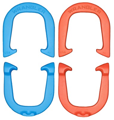 Wrangler Highly Durable Pro Pitching Horseshoes- Two Pair, Red/Blue, Made in USA