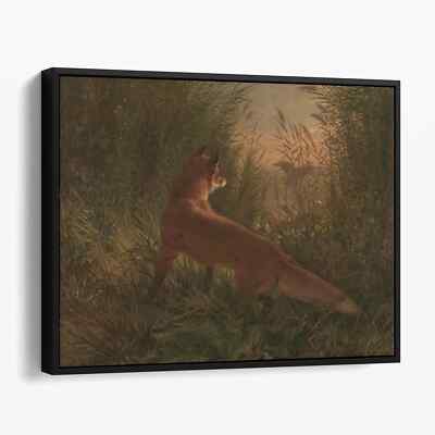 A Fox by Siegwald Dahl Victorian Animal Paintings Forest Canvas Wall Art Print