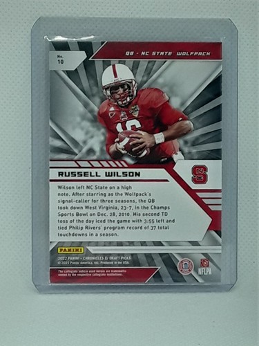 Russell Wilson 2022 Chronicles XR Draft Picks - Bronze #10 - NC State Wolfpack - Picture 2 of 2