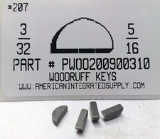 #207 3/32X5/16 WOODRUFF KEYS STEEL PLAIN (10)