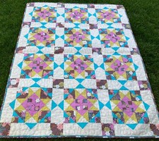 Handmade Timepiece twin bed quilt 51.5 " X 66.5" Or Lap size
