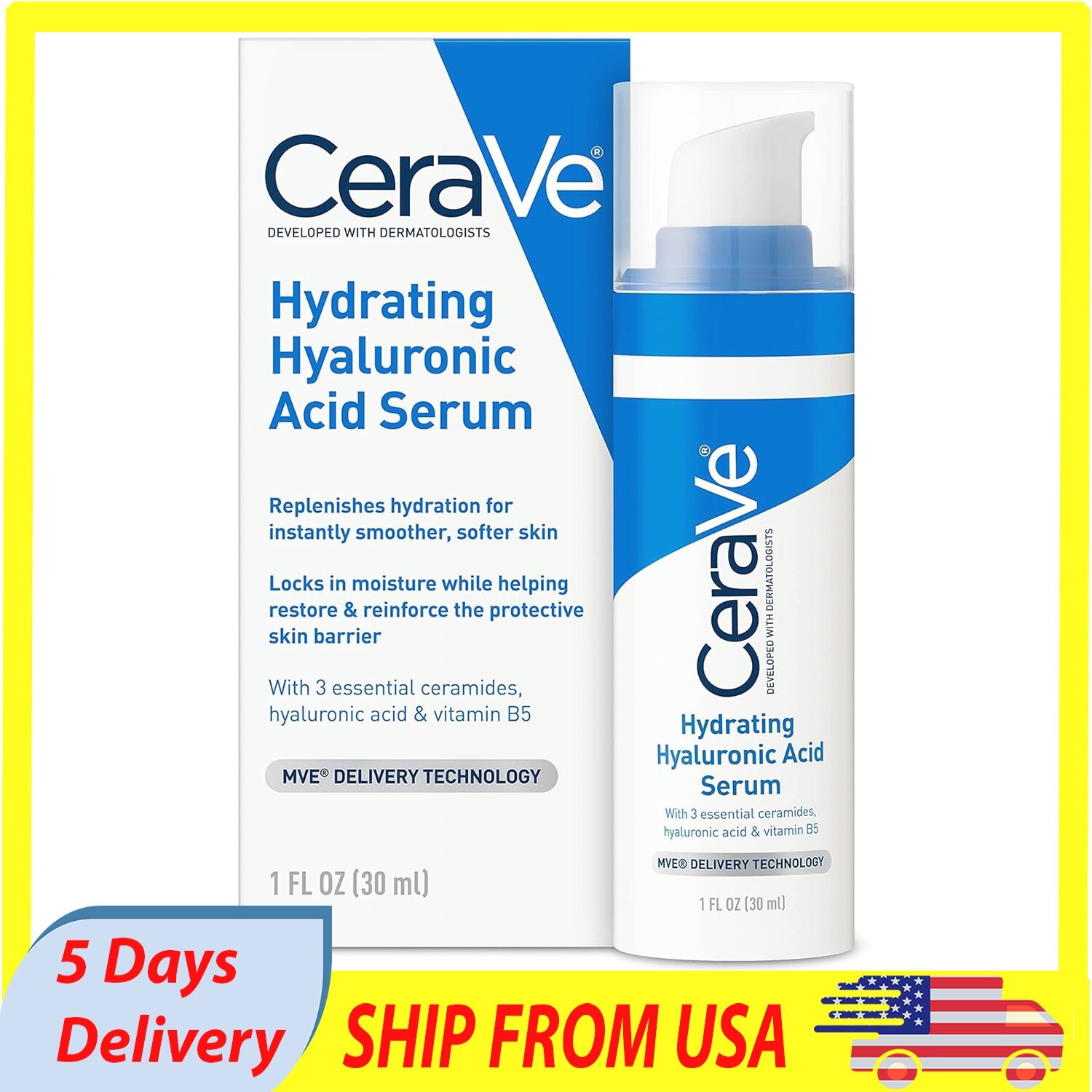 Cerave Hyaluronic Acid Face Serum with Vitamin B5 & Ceramides 1 Oz