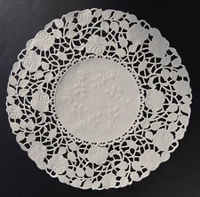 50 -  8" Off White ROSE FLORAL Lace Paper Doilies | Invitation Wrap Paper Doily