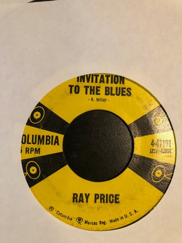 RAY PRICE 45rpm VINYL "Invitation to the blues" & "City lights" COLUMBIA