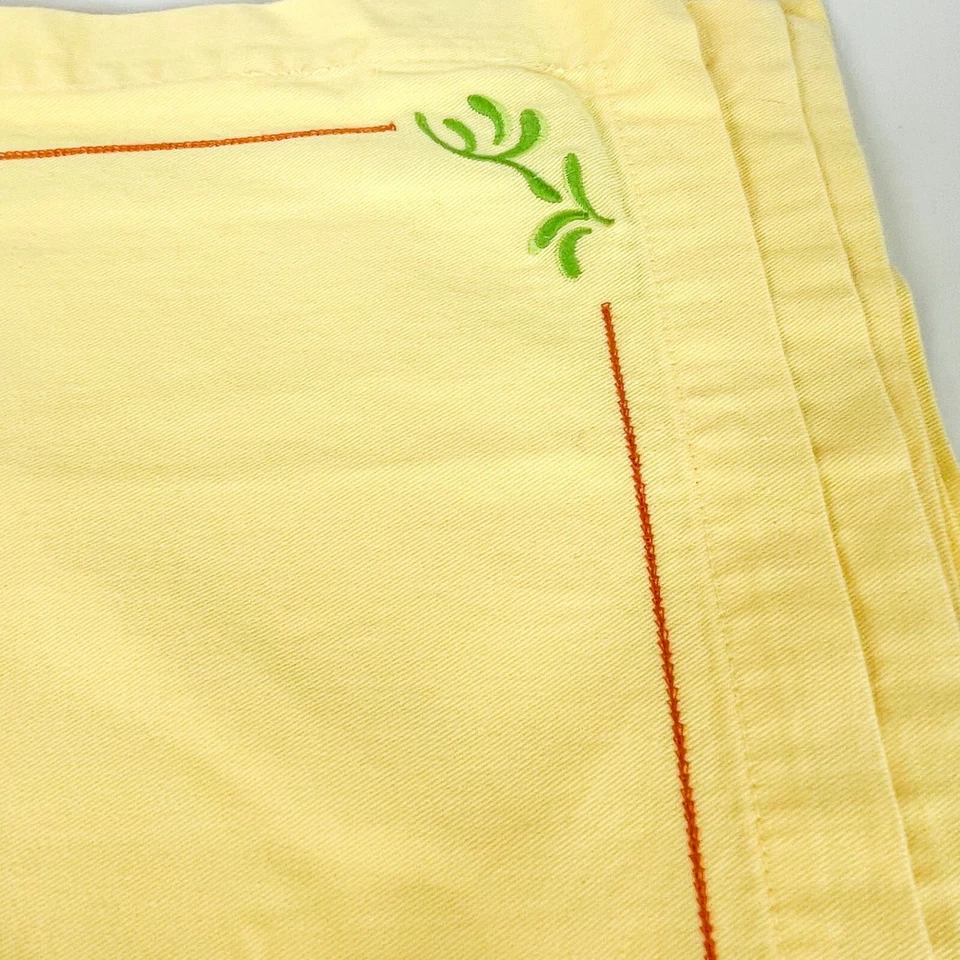 The Cellar Cotton Embroidered Rooster Yellow Napkins Set Of 5 French Country - Image 3 of 4
