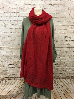 MOONSHINE FASHION Moonshine F. XXL Ajour Schal Stola Tuch Häkel 210cm x 110cm NEU Strickschal rot