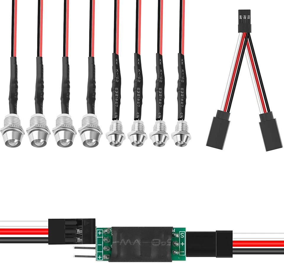 8pcs RC LED Light Headlights Taillight for 1/10 Scale RC Car Truck Tank Crawler - Image 4 of 4