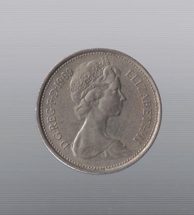 1969 Canadian 5 New Pence Queen Elizabeth II Coin