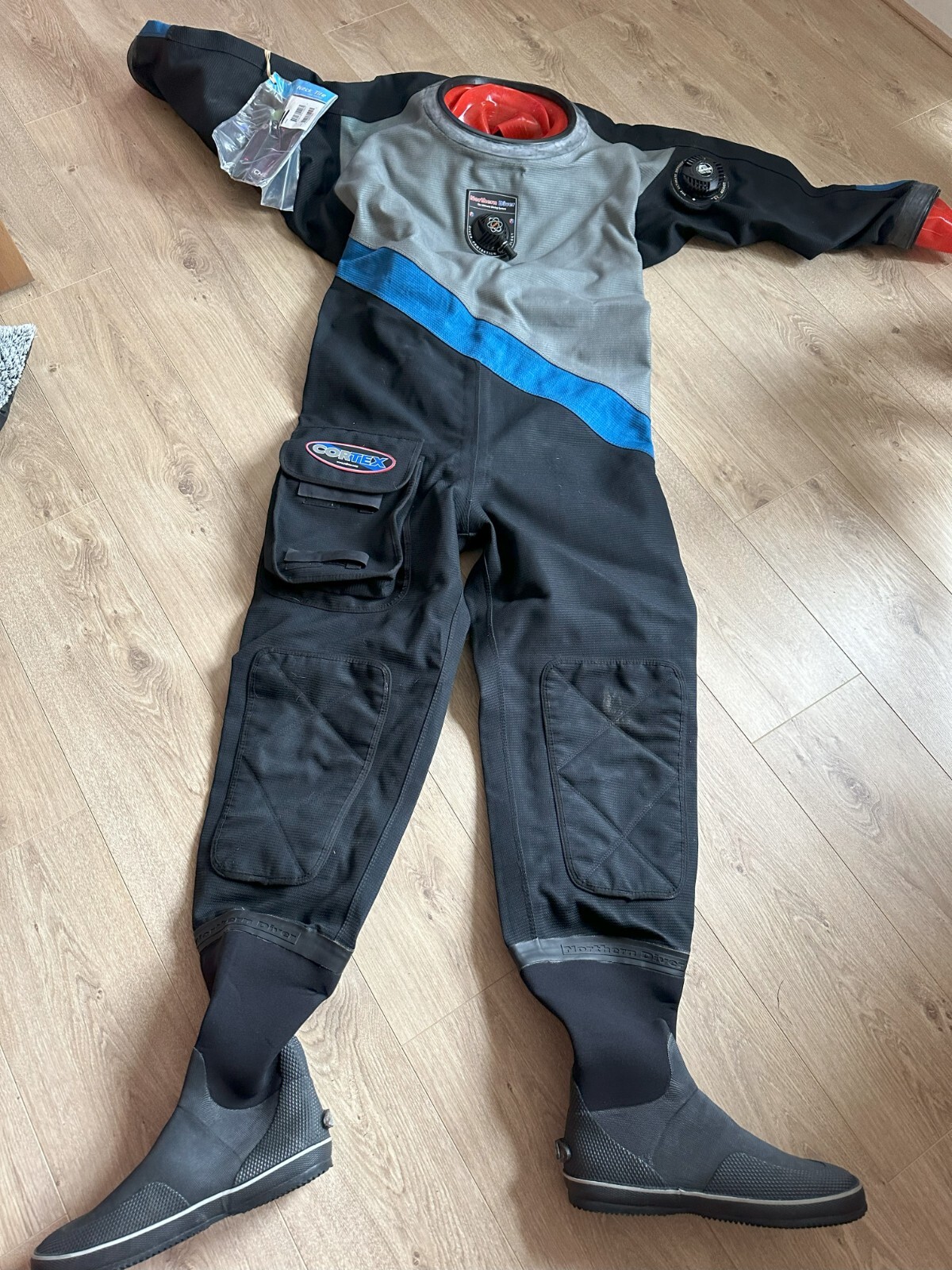 Northern Diver Drysuit, grey and blue, XL to XXL, Used but well