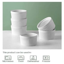 DOWAN Ramekins 6 oz Oven Safe - 6 oz Ramekins for Creme Brulee Souffle,...