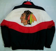 VINTAGE RARE APEX ONE CHICAGO BLACKHAWKS FULL ZIPP NO HOOD WINTER JACKET
