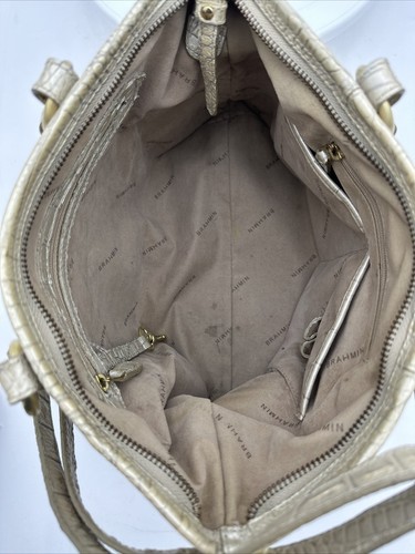 Brahmin Mini Arno Melbourne Beige Leather Satchel Handbag Shoulder Bag EUC - Picture 8 of 8