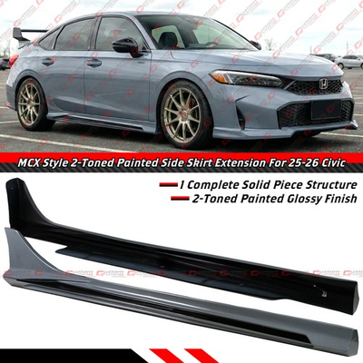 #ad For 2025 2026 Honda Civic MCX Style Urban Gray Black 2 Tone Side Skirt Extension $173.99