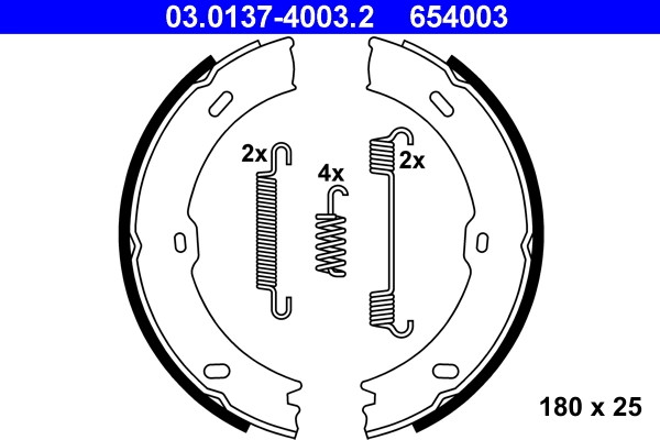 Mâchoires de frein arrière ATE 03.0137-4003.2 kit tambour de stationnement pour OE 2E