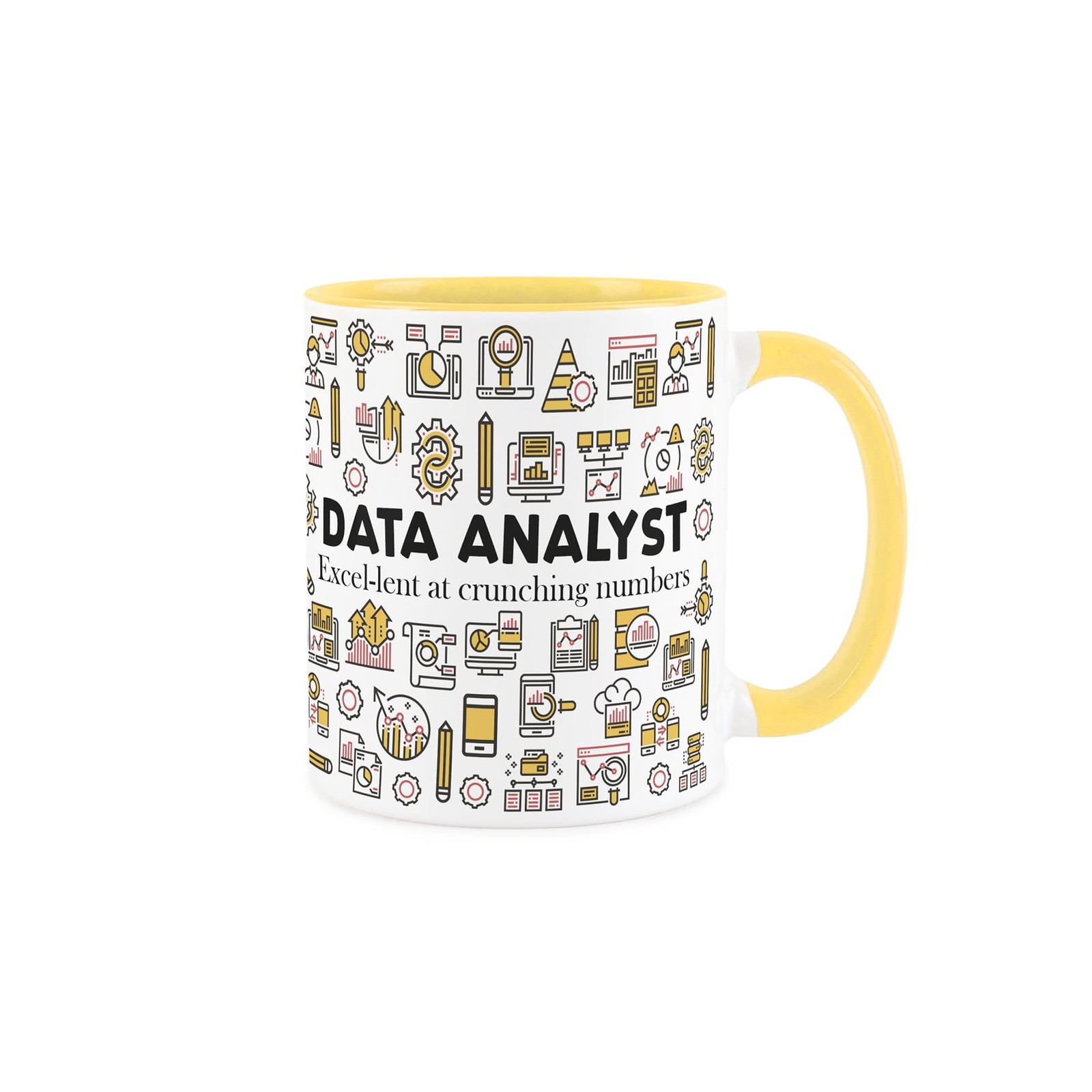 Data Analyst Mug - Novelty IT Statistics Gift Tea/Coffee Yellow Ceramic Cup