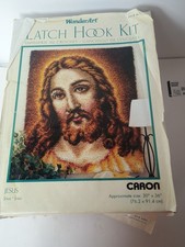 Vintage WonderArt Jesus Latch Hook Kit Wall Hanging Art Caron 30"x36" New In Box
