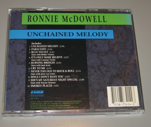 Ronnie McDowell - Unchained Melody (CD, 1991, Curb Records) Country - Picture 2 of 4