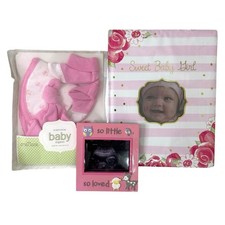 New Baby Shower Gift Bundle Organic Layette Set Photo Album Sonogram Frame