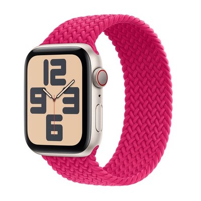 Geflochtenes Solo Loop für  Apple Watch | 44/45/46/49 mm - Größe 10 - Raspberry