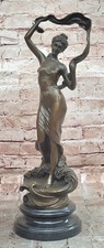 Signed Cesaro Ribbon Scarf Dancer Bronze Sculpture Art Deco Hot Cast